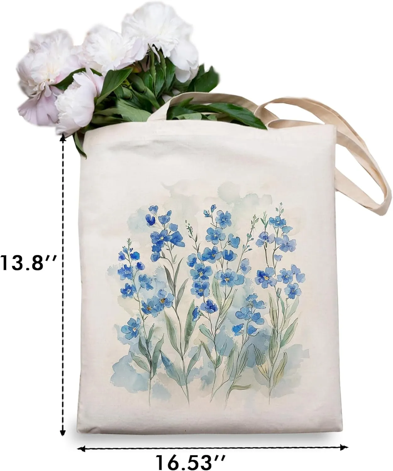 OUZ Flower Tote Bag, Aesthetic Wildflower Tote Bag, Canvas Tote Bag for Women Beach Bag Shopping Bags Reusable Grocery Bags