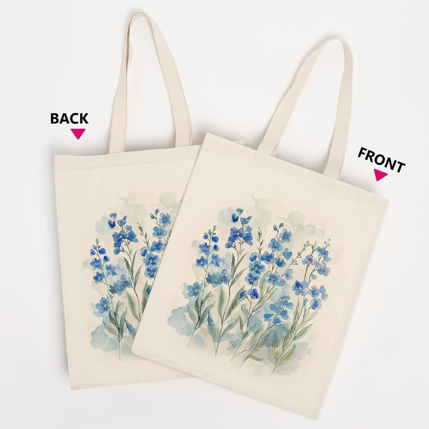 OUZ Flower Tote Bag, Aesthetic Wildflower Tote Bag, Canvas Tote Bag for Women Beach Bag Shopping Bags Reusable Grocery Bags