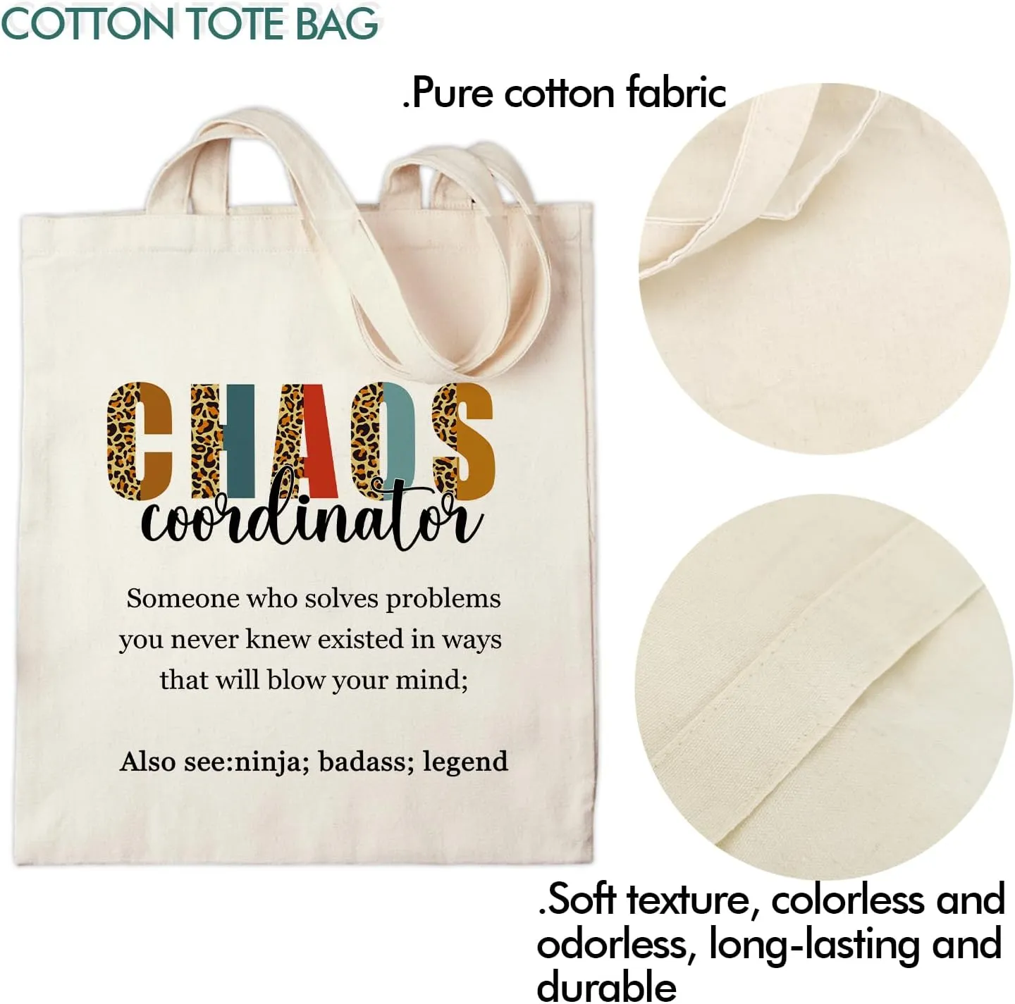 OUZ Stylish Reusable Canvas Tote Bag for Women, Lightweight & Durable Shoulder Bag for Shopping, Work, Gym, Beach, Travel