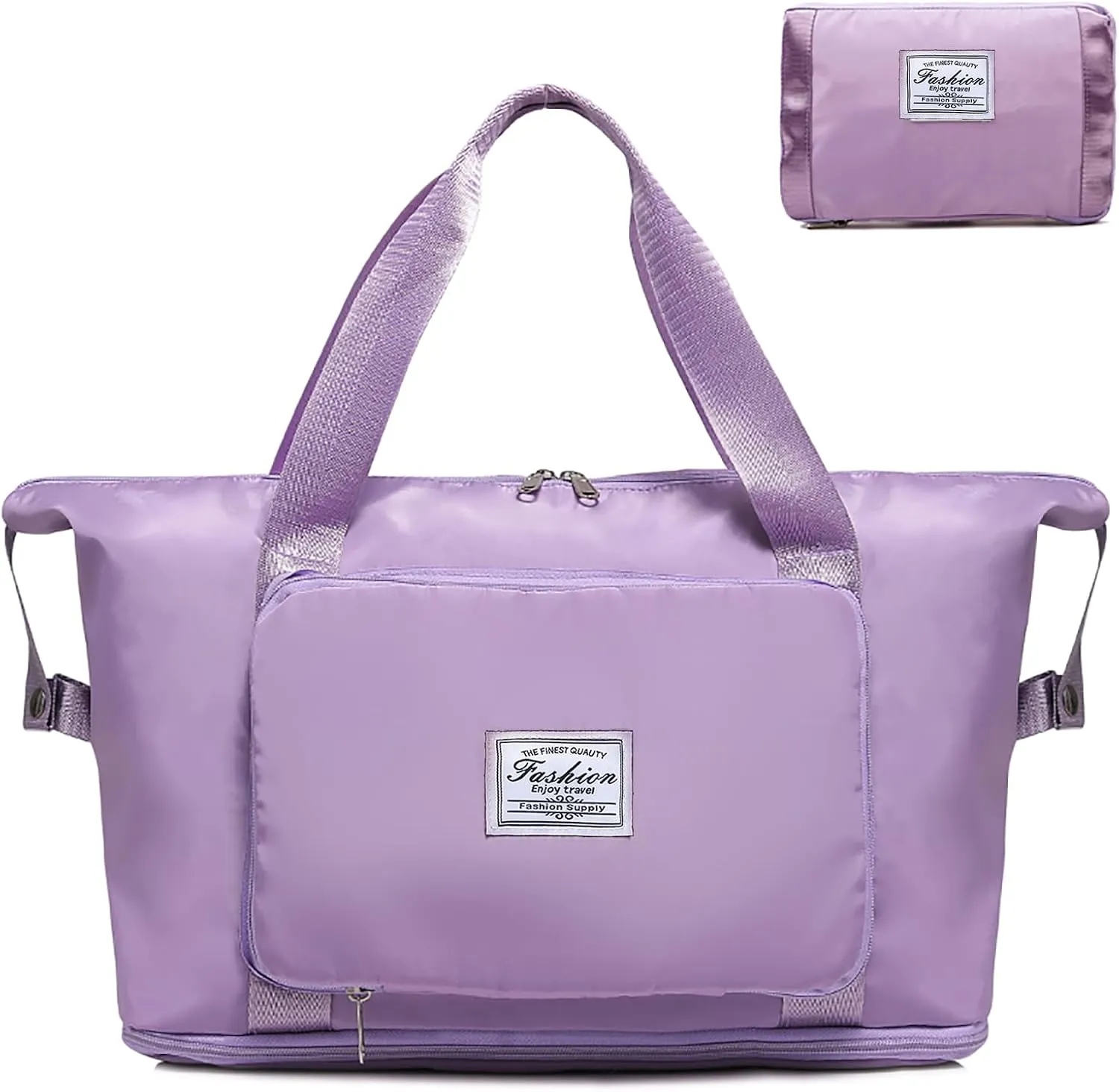 Overnight Bags for Women Travel Duffel Bag with Wet Pocket, Cute Foldable Weekender Overnight Bag for Sports Gym Yoga Swim Light Purple