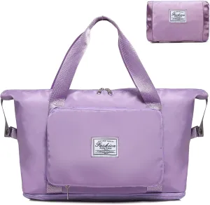 Overnight Bags for Women Travel Duffel Bag with Wet Pocket, Cute Foldable Weekender Overnight Bag for Sports Gym Yoga Swim Light Purple