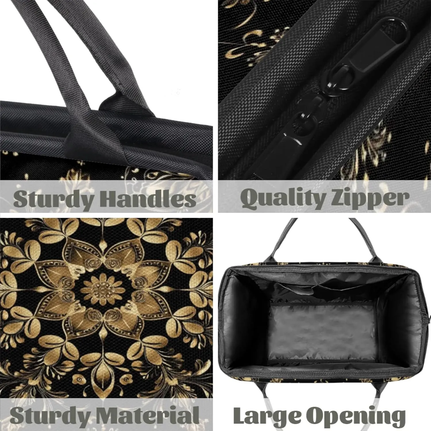 Overnight Weekender Bag for Women Men Carpet Texture Golden Black Waterproof Carry On Travel Duffel Bags with Zipper Lightweight Sports Gym Bag Luggage Workout Handle Bags for Traveling Yoga Camping