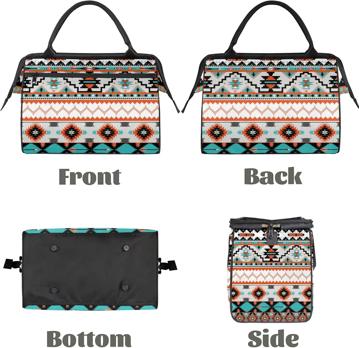 Overnight Weekender Bag for Women Men Western Ethnic Geometric Waterproof Carry On Travel Duffel Bags with Zipper Lightweight Sports Gym Bag Luggage Workout Handle Bags for Traveling Yoga Camping