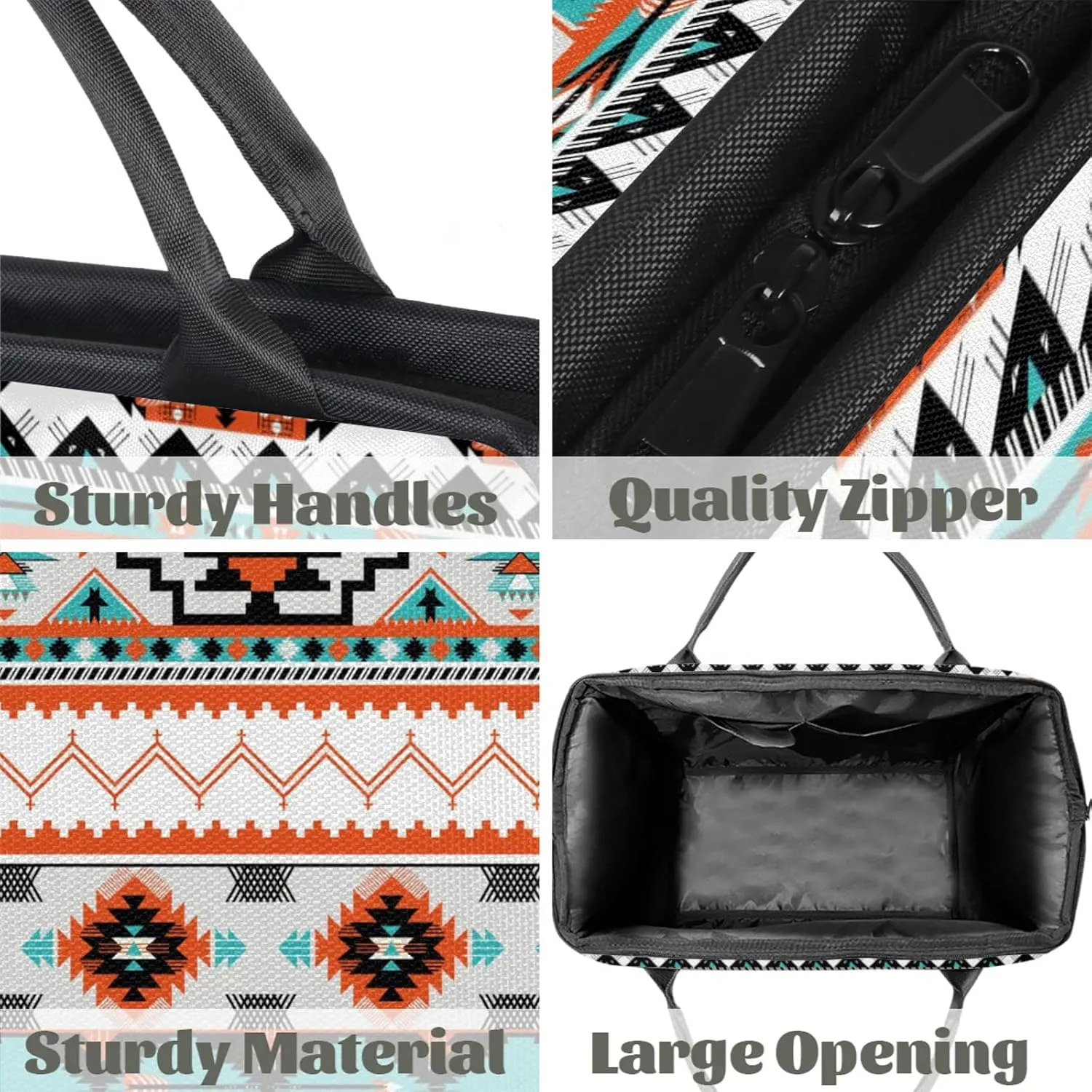 Overnight Weekender Bag for Women Men Western Ethnic Geometric Waterproof Carry On Travel Duffel Bags with Zipper Lightweight Sports Gym Bag Luggage Workout Handle Bags for Traveling Yoga Camping