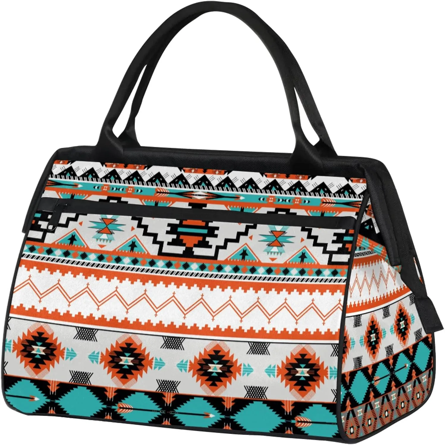 Overnight Weekender Bag for Women Men Western Ethnic Geometric Waterproof Carry On Travel Duffel Bags with Zipper Lightweight Sports Gym Bag Luggage Workout Handle Bags for Traveling Yoga Camping