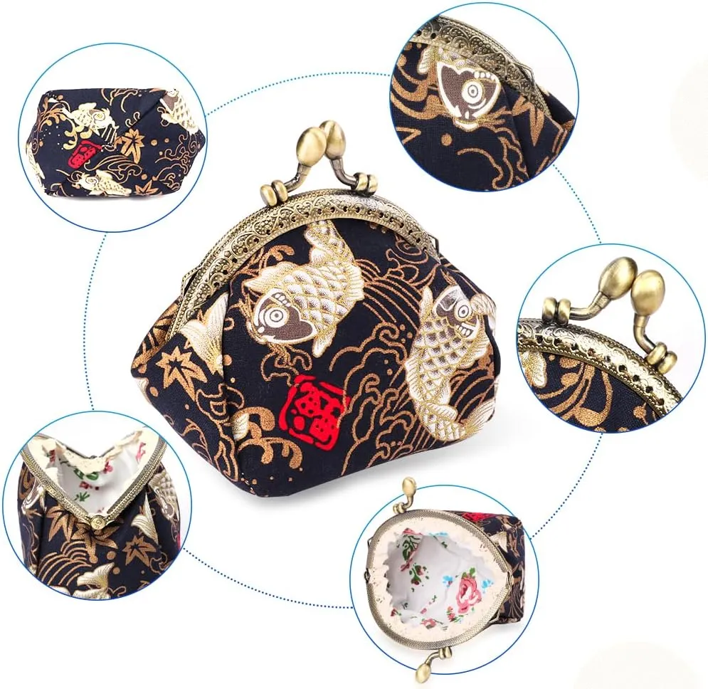 Oyachic Carp Coin Purse Change Purse Bulk Women Lucky Small Wallet Vintage Clutch Pouch Bag for Women