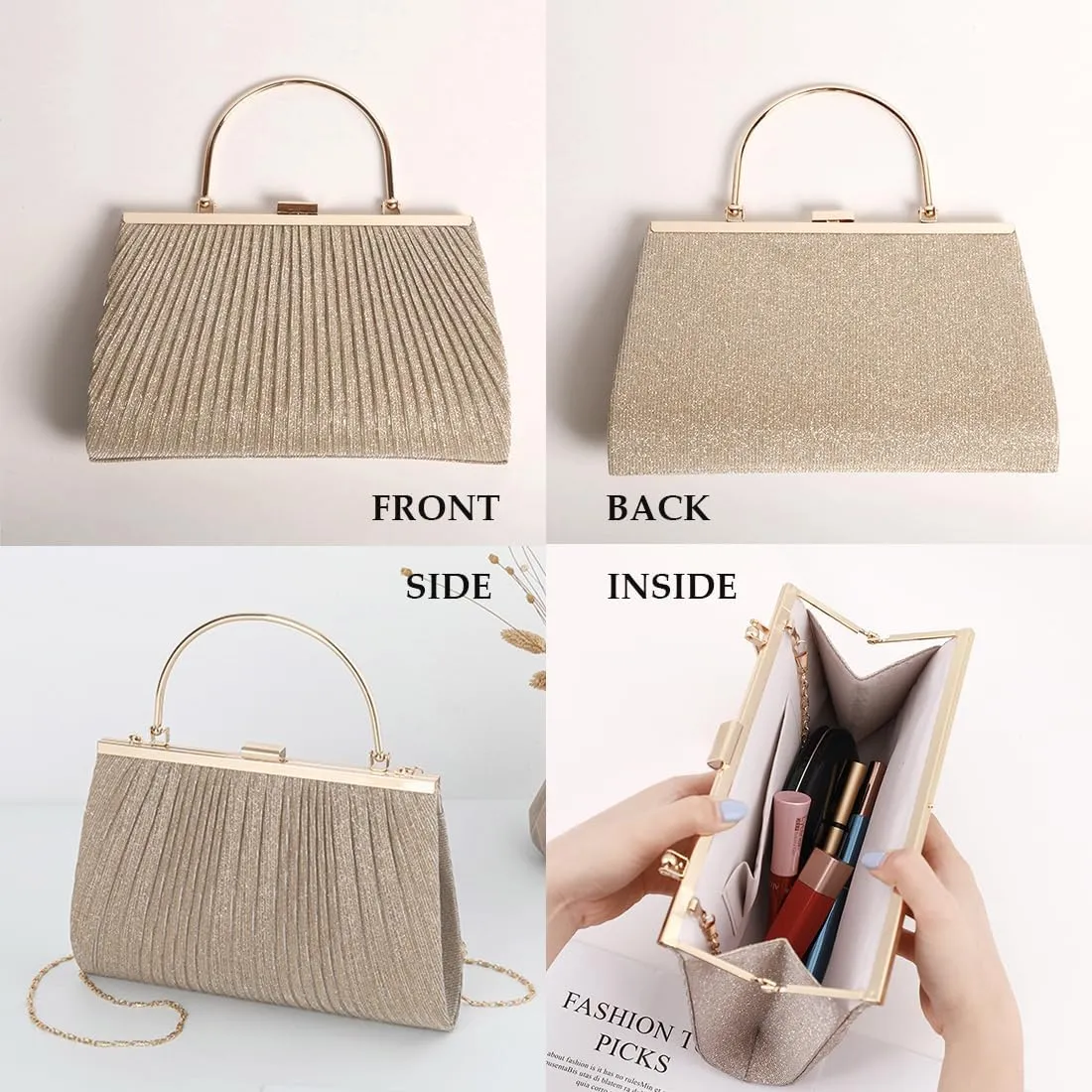 Pahajim Sparkly Evening Bag Bling Clutch Purses for Women, Small Glitter Sequin Handbag Fancy Dressy Purse with Strap