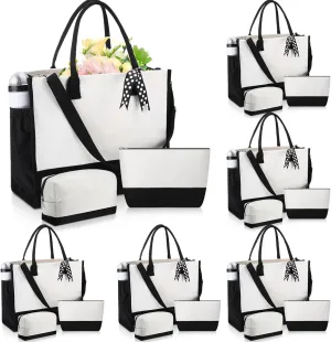 Paterr 18 Pcs Burlap Tote Bags and Cosmetic Bag Set Jute Tote Bag Bulk Large Reusable Canvas Beach Gift Bags with Handle