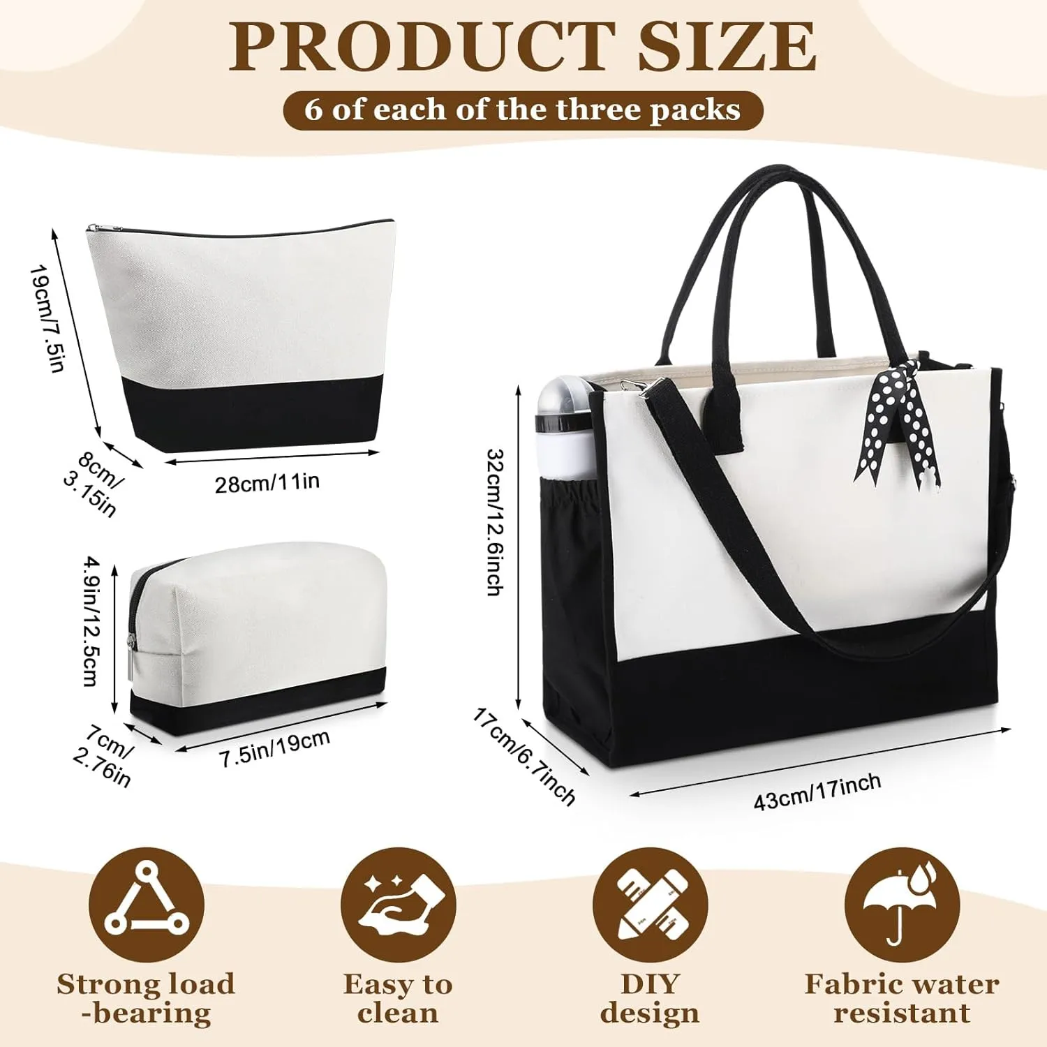 Paterr 18 Pcs Burlap Tote Bags and Cosmetic Bag Set Jute Tote Bag Bulk Large Reusable Canvas Beach Gift Bags with Handle