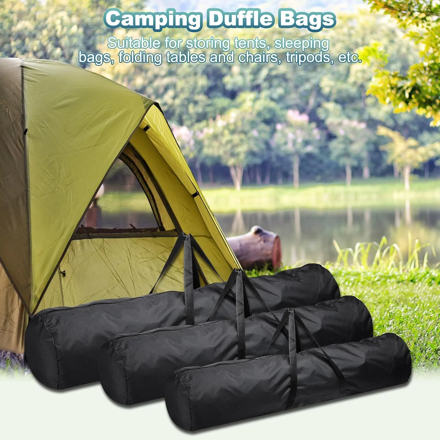 PATIKIL Folding Camping Chair Replacement Bag 47.2" x 11.8", Portable Camping Storage Tent Bag with Handle Strap for Outdoor Camping Hiking Travel, Black