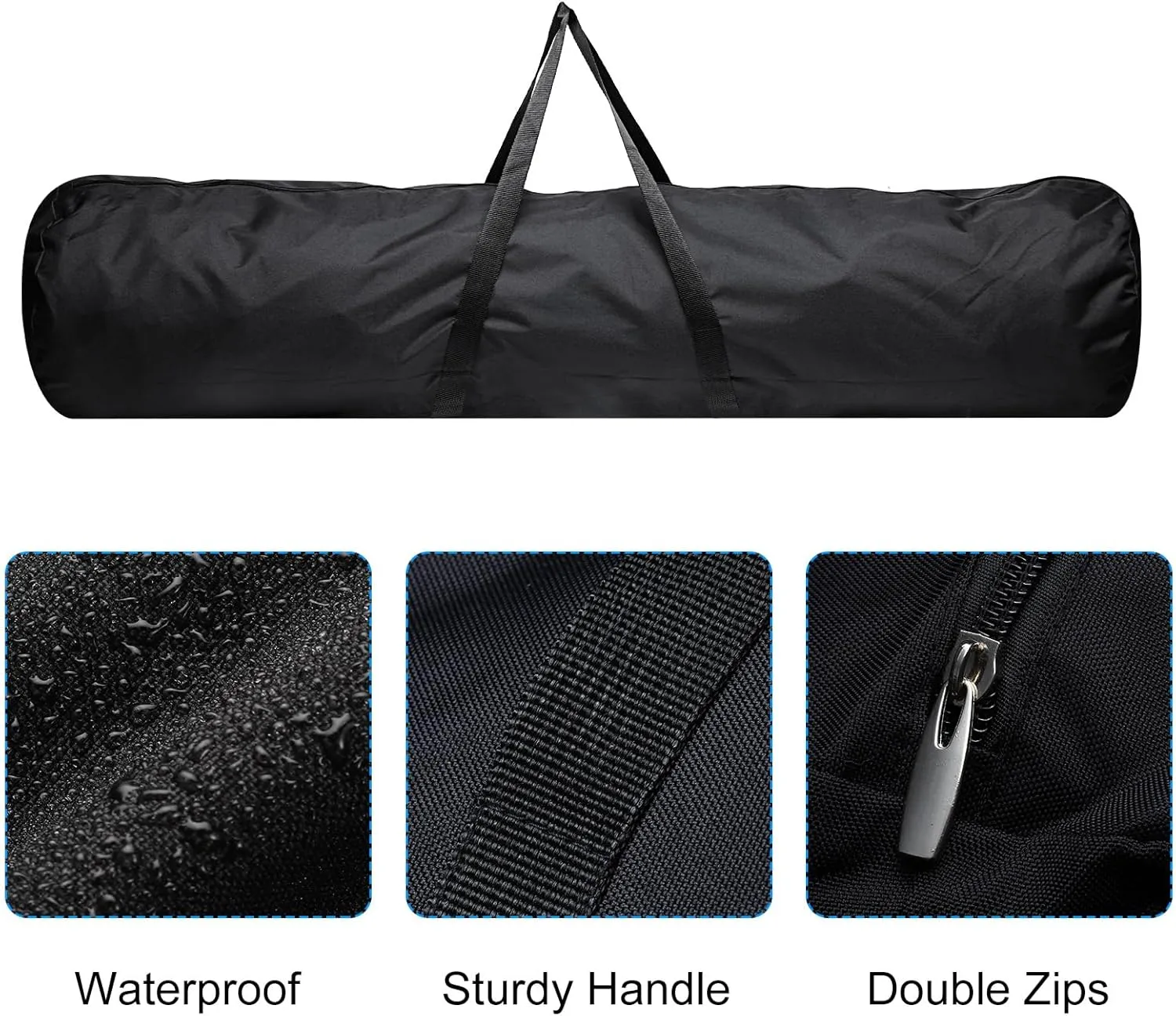 PATIKIL Folding Camping Chair Replacement Bag 47.2" x 11.8", Portable Camping Storage Tent Bag with Handle Strap for Outdoor Camping Hiking Travel, Black