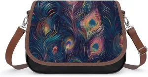 Peacock Feather Aesthetics Crossbody Bags for Women Shoulder Bag Flap Handbags Leather Cross Body Purse