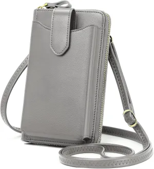 Peacocktion Black Small Crossbody Bags for Women, RFID Leather Cell Phone Purses Wallet, Trendy Crossbody Purses with Zipper