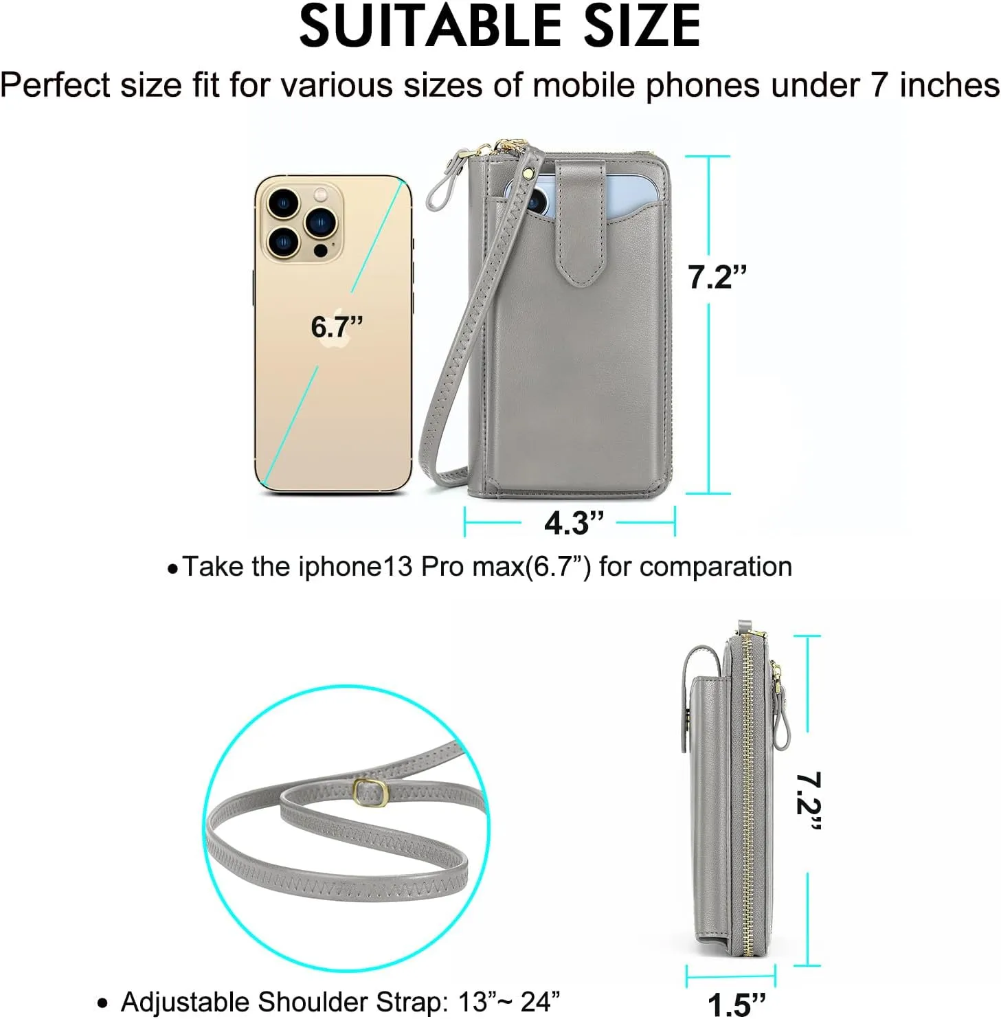 Peacocktion Black Small Crossbody Bags for Women, RFID Leather Cell Phone Purses Wallet, Trendy Crossbody Purses with Zipper