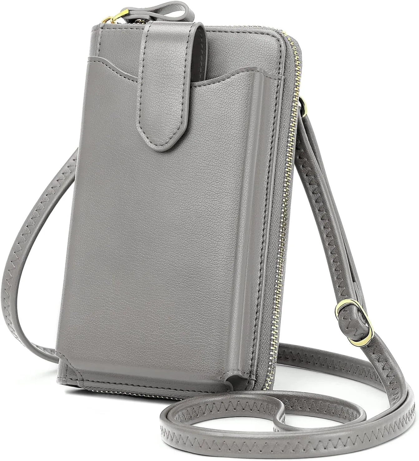 Peacocktion Black Small Crossbody Bags for Women, RFID Leather Cell Phone Purses Wallet, Trendy Crossbody Purses with Zipper