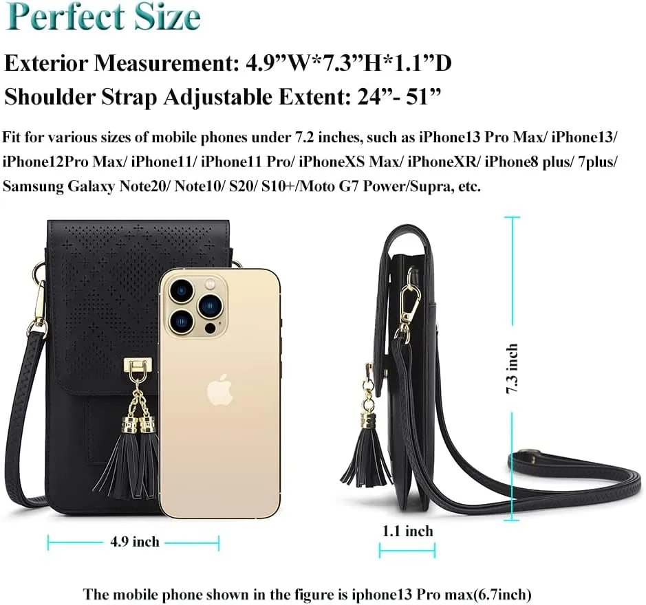 Peacocktion Small Crossbody Bags for Women, RFID Leather Wallet Women, Travel Cell Phone Purses with Card Slots