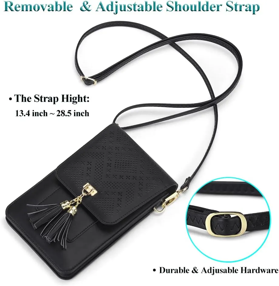 Peacocktion Small Crossbody Bags for Women, RFID Leather Wallet Women, Travel Cell Phone Purses with Card Slots