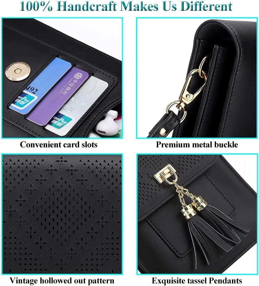 Peacocktion Small Crossbody Bags for Women, RFID Leather Wallet Women, Travel Cell Phone Purses with Card Slots