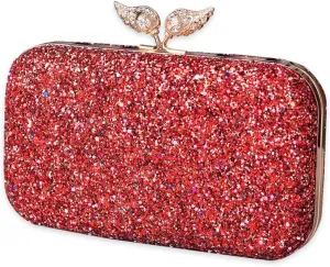 Pearl Evening Bag for Women Sequin Clutch Bag Beaded Handbag Bridal Wedding Purse Shoulder Bag with Detachable Chain