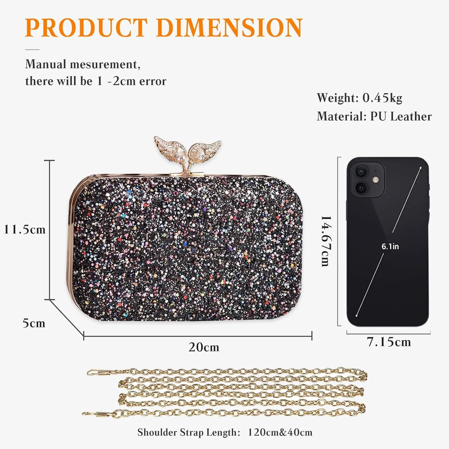 Pearl Evening Bag for Women Sequin Clutch Bag Beaded Handbag Bridal Wedding Purse Shoulder Bag with Detachable Chain
