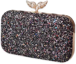 Pearl Evening Bag for Women Sequin Clutch Bag Beaded Handbag Bridal Wedding Purse Shoulder Bag with Detachable Chain