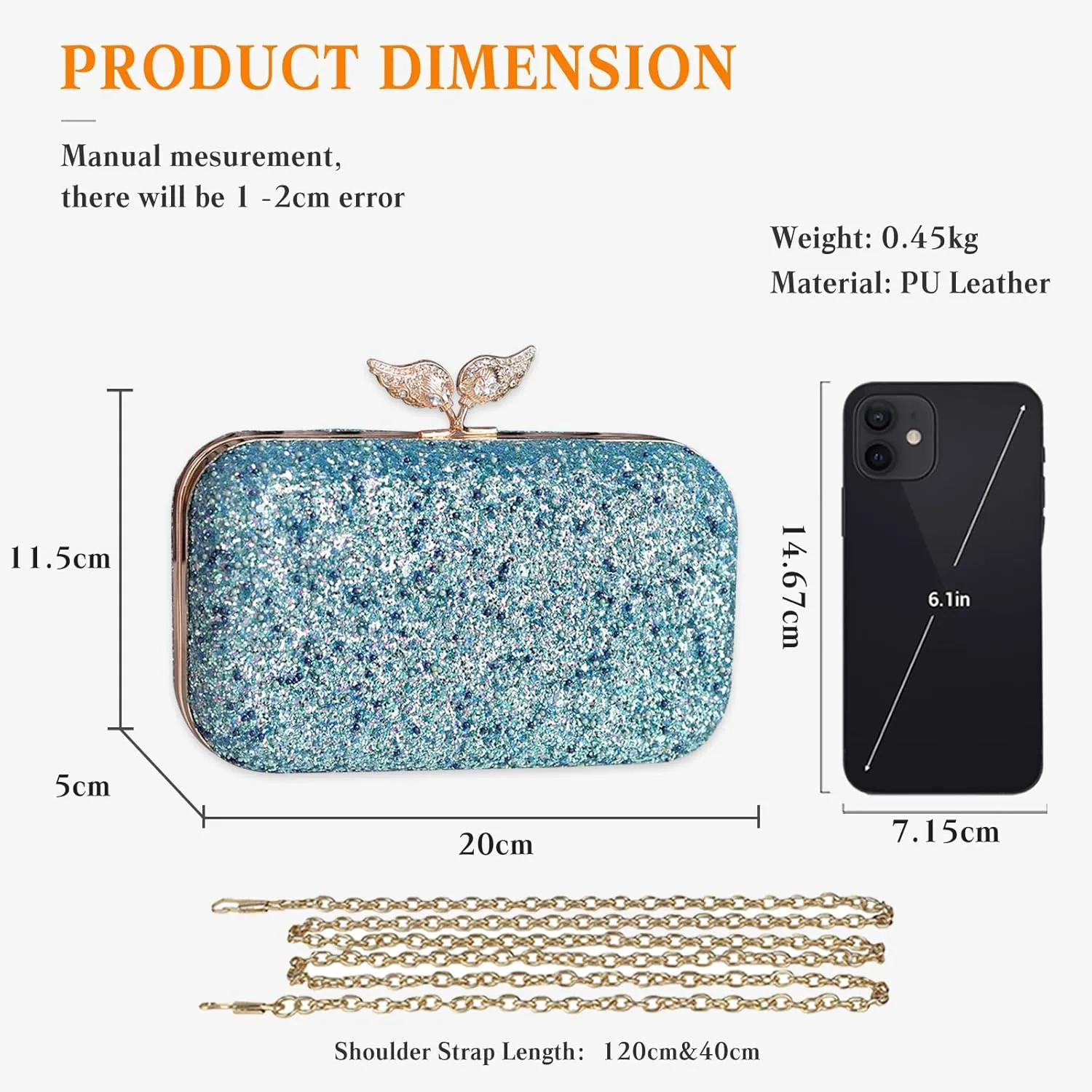 Pearl Evening Bag for Women Sequin Clutch Bag Beaded Handbag Bridal Wedding Purse Shoulder Bag with Detachable Chain