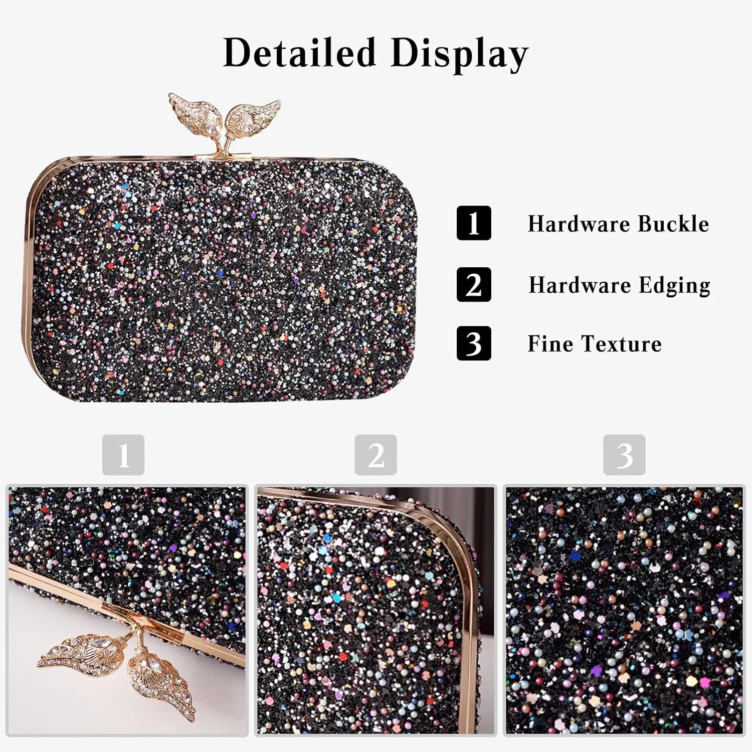 Pearl Evening Bag for Women Sequin Clutch Bag Beaded Handbag Bridal Wedding Purse Shoulder Bag with Detachable Chain