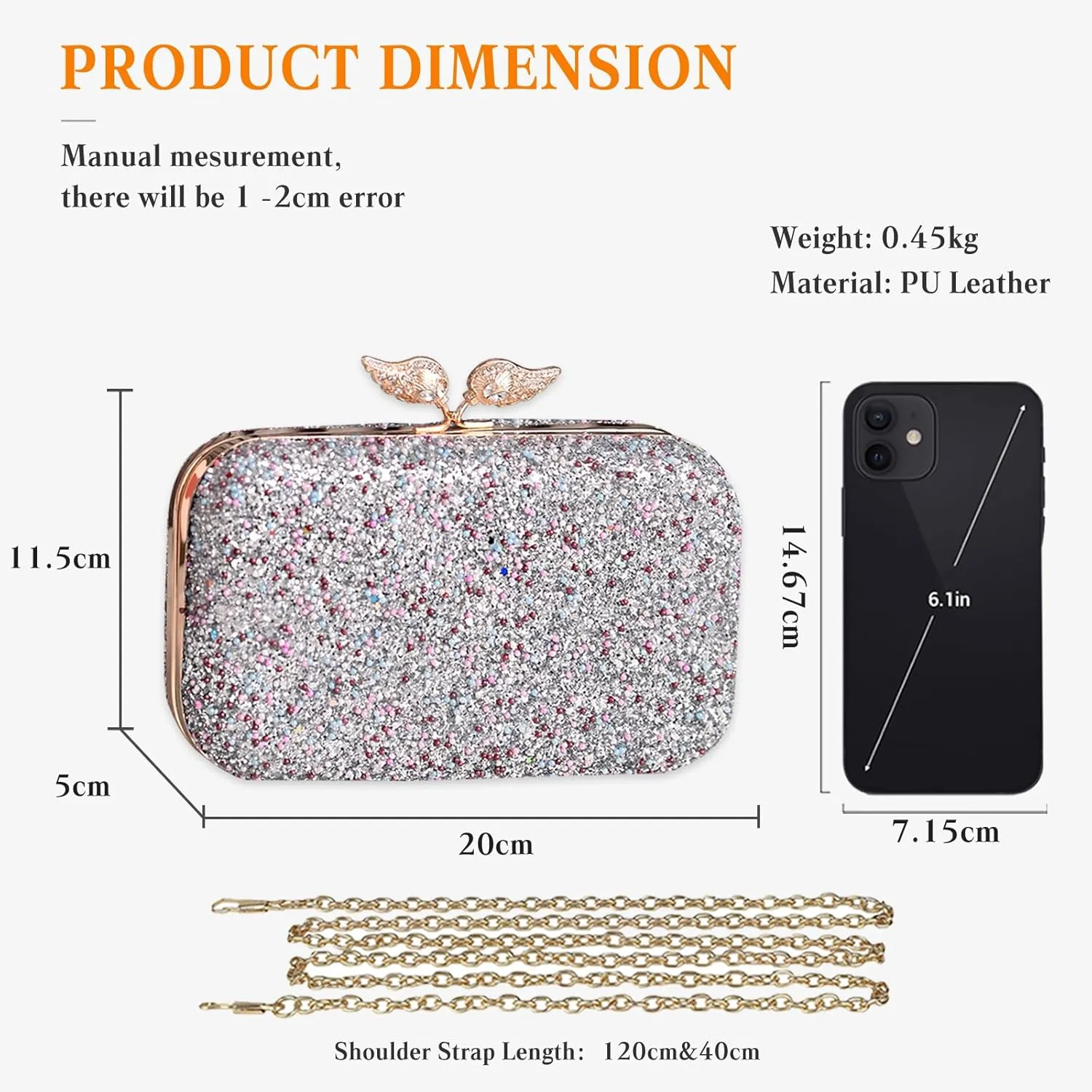 Pearl Evening Bag for Women Sequin Clutch Bag Beaded Handbag Bridal Wedding Purse Shoulder Bag with Detachable Chain
