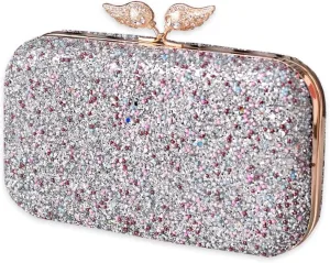 Pearl Evening Bag for Women Sequin Clutch Bag Beaded Handbag Bridal Wedding Purse Shoulder Bag with Detachable Chain