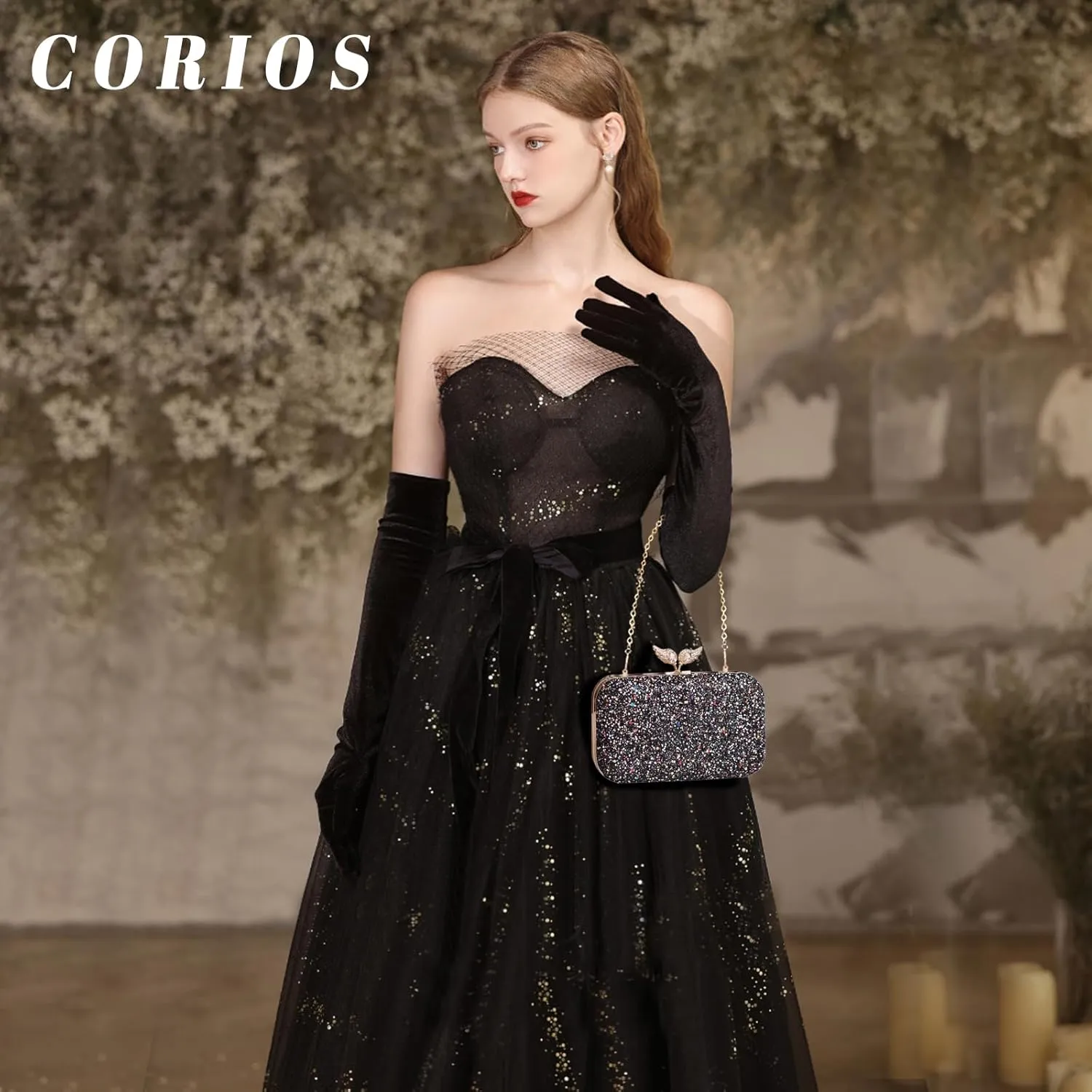 Pearl Evening Bag for Women Sequin Clutch Bag Beaded Handbag Bridal Wedding Purse Shoulder Bag with Detachable Chain