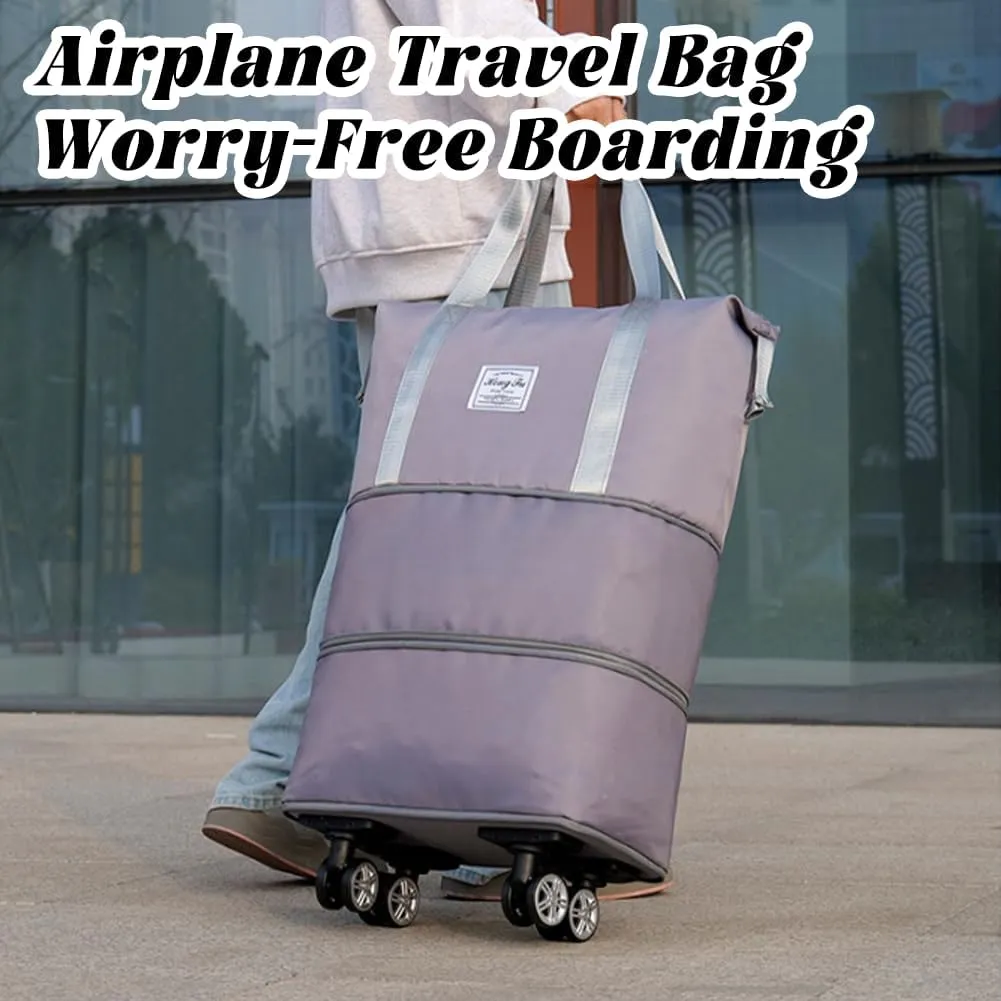 Pepepo Travel Bag with Wheels, 2025 New Large Capacity Travel Bag - Universal Wheel Removable for Travel & Business Trip, Expandable Foldable Rolling Duffle Bags with Wheels for Women & Men (A-Brown)