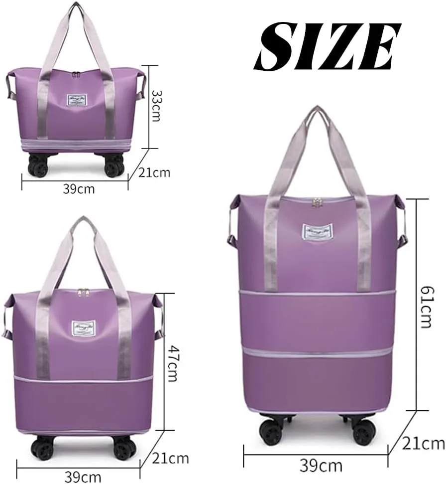Pepepo Travel Bag with Wheels, 2025 New Large Capacity Travel Bag - Universal Wheel Removable for Travel & Business Trip, Expandable Foldable Rolling Duffle Bags with Wheels for Women & Men (A-Brown)