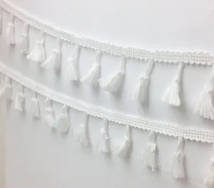 PEPPERLONELY 2 Yards Tassel Fringe Trim Cotton Lace for Women Dress, Cloth, Bags, Curtain, Home Decor and Other DIY Craft Supply, White