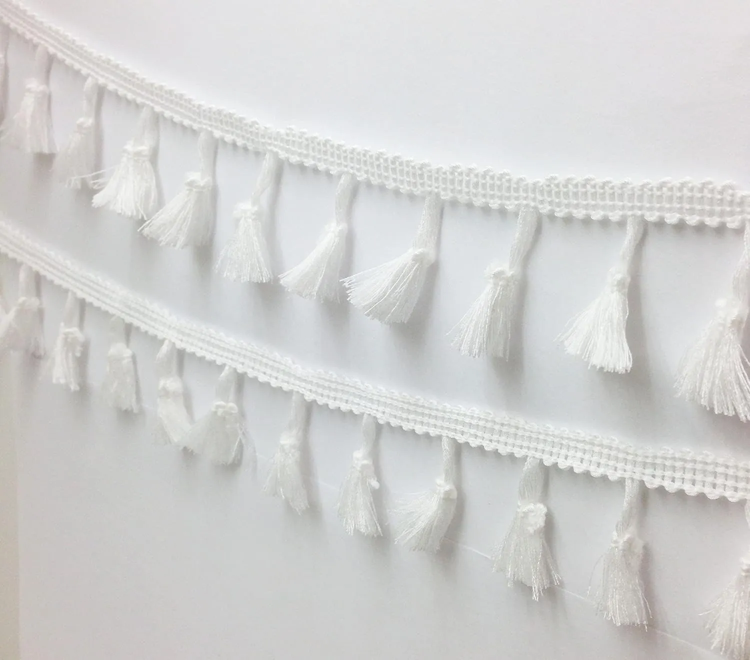 PEPPERLONELY 2 Yards Tassel Fringe Trim Cotton Lace for Women Dress, Cloth, Bags, Curtain, Home Decor and Other DIY Craft Supply, White