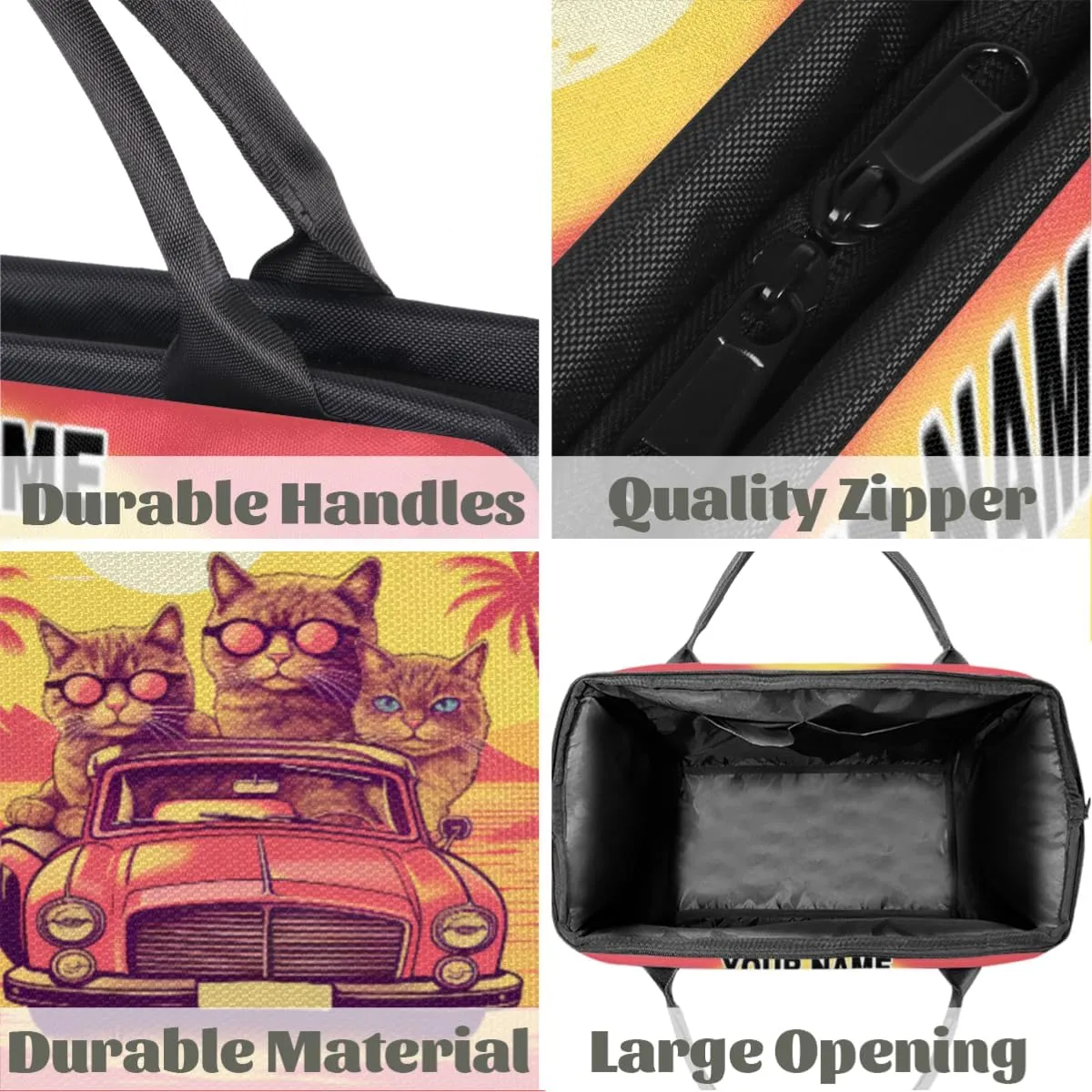 Personalized Custom Duffel Bags for Women Men, Personalized Customized Travel Duffel Bag, Waterproof Sports Gym Bag Weekender Overnight Bag Carry On Tote Bag, Cute Cat Cat Coconut Tree