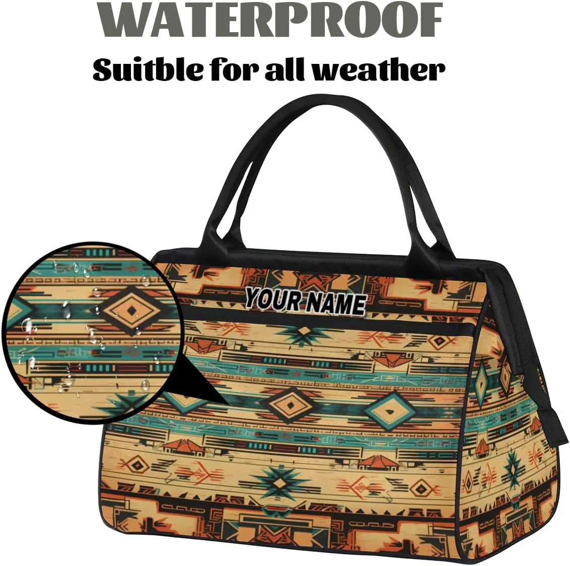 Personalized Custom Duffel Bags for Women Men, Personalized Customized Travel Duffel Bag, Waterproof Sports Gym Bag Weekender Overnight Bag Carry On Tote Bag, Ethnic Aztec Native American