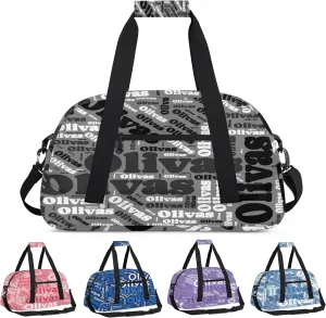 Personalized Dance Bag Gymnastics Bag for Girl, Custom Sport Duffel Bag for Boy, Kids Gym Bag Weekender Bags for Travel Sport Black Gray