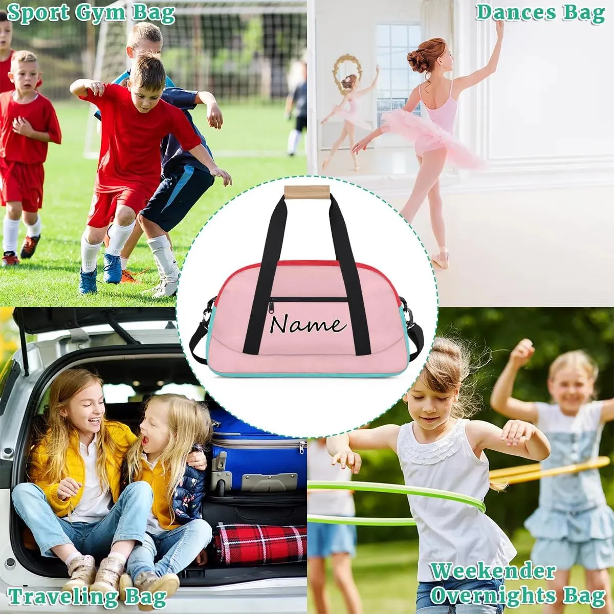 Personalized Dance Ballet Yoga Bag, Custom Cute Travel Duffel Bag with Name, Sport Duffle Gym Cheerleader Bag Weekender Overnight Bag
