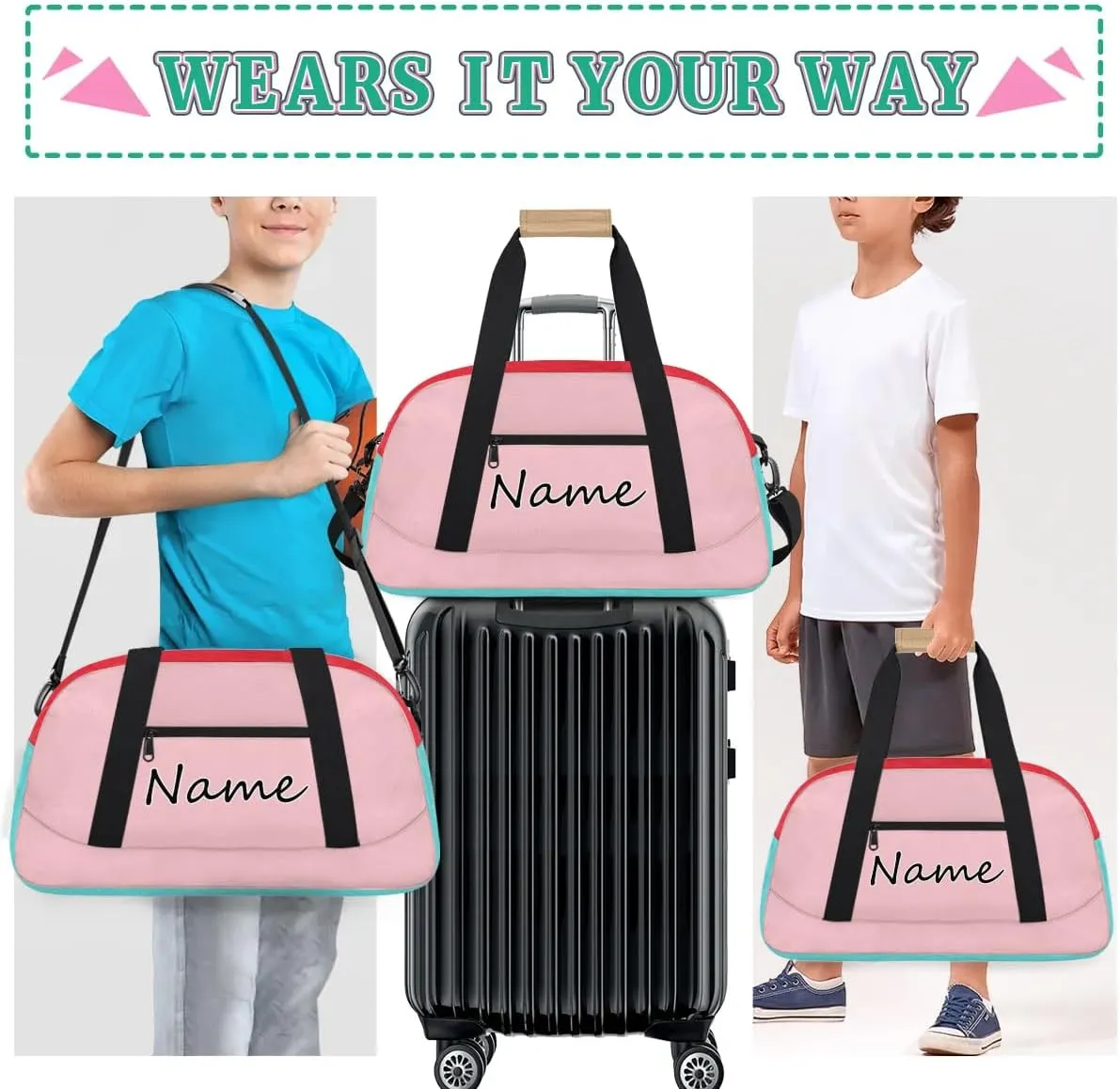 Personalized Dance Ballet Yoga Bag, Custom Cute Travel Duffel Bag with Name, Sport Duffle Gym Cheerleader Bag Weekender Overnight Bag