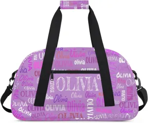 Personalized Dance Duffle Bag for Women Girls, Custom Duffel Bag Orchid Purple Color, Colorful Names Ranked