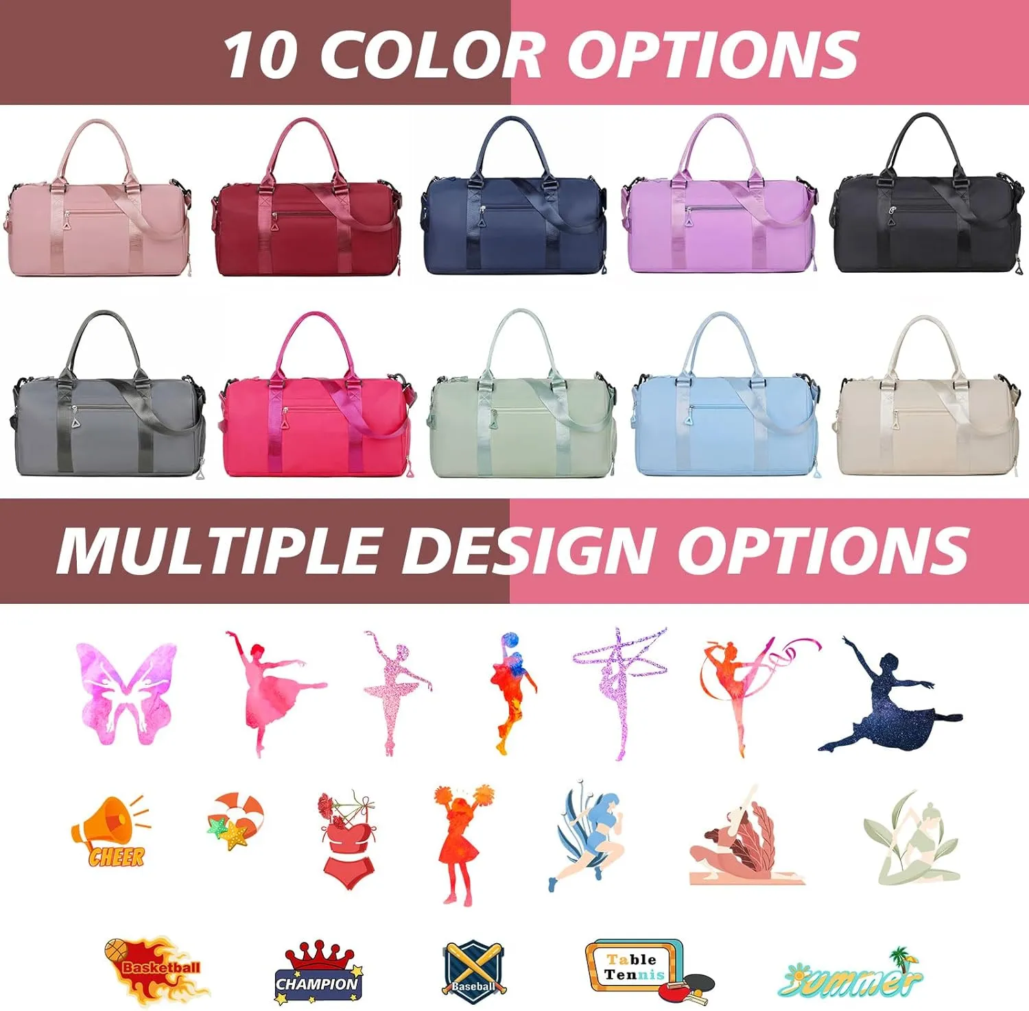 Personalized Dance Duffle Bag with Name Text Photo for Women Girls Custom Ballet Sport Gym Travel Bags Customized Dry Wet Separated Overnight Weekend Bag Gifts