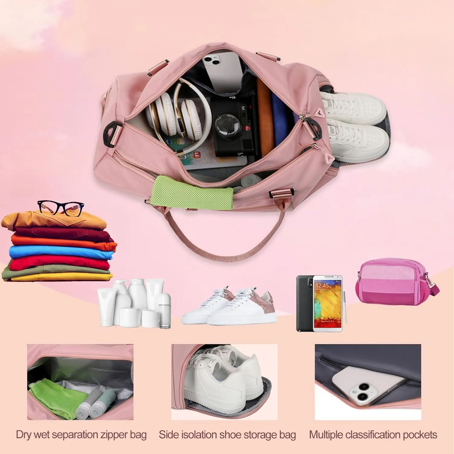 Personalized Dance Duffle Bag with Name Text Photo for Women Girls Custom Ballet Sport Gym Travel Bags Customized Dry Wet Separated Overnight Weekend Bag Gifts