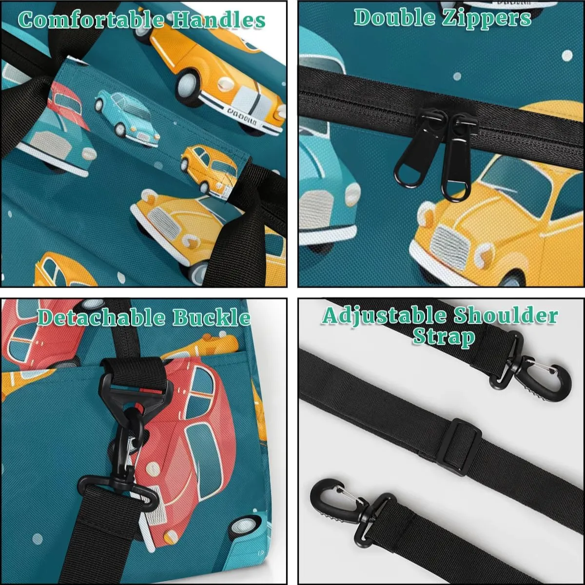 Personalized Duffel Bags for Kids Custom Gym Bag Small Dance Bag Travel Luggage Bags for Sports Blue Car