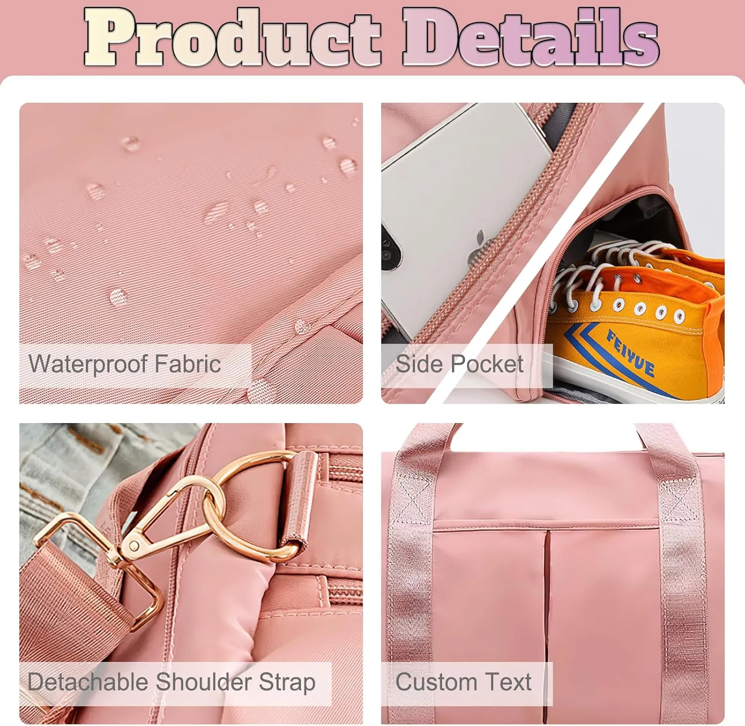 Personalized Duffle Bag Embroidered Name Custom Dry Wet Separated Sport Gym Bags with Pockets & Shoe Customized Weekender Overnight Waterproof Travel Bags Gift