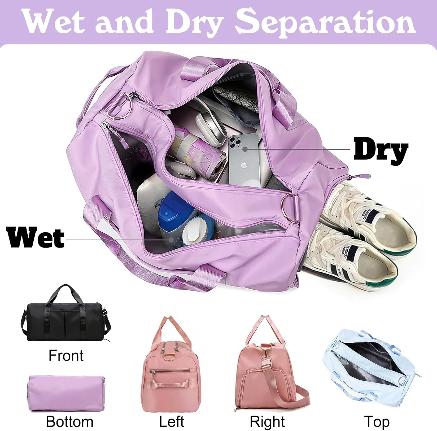 Personalized Duffle Bag Embroidered Name Custom Dry Wet Separated Sport Gym Bags with Pockets & Shoe Customized Weekender Overnight Waterproof Travel Bags Gift