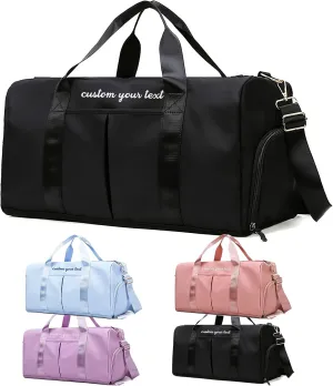 Personalized Duffle Bag Embroidered Name Custom Dry Wet Separated Sport Gym Bags with Pockets & Shoe Customized Weekender Overnight Waterproof Travel Bags Gift
