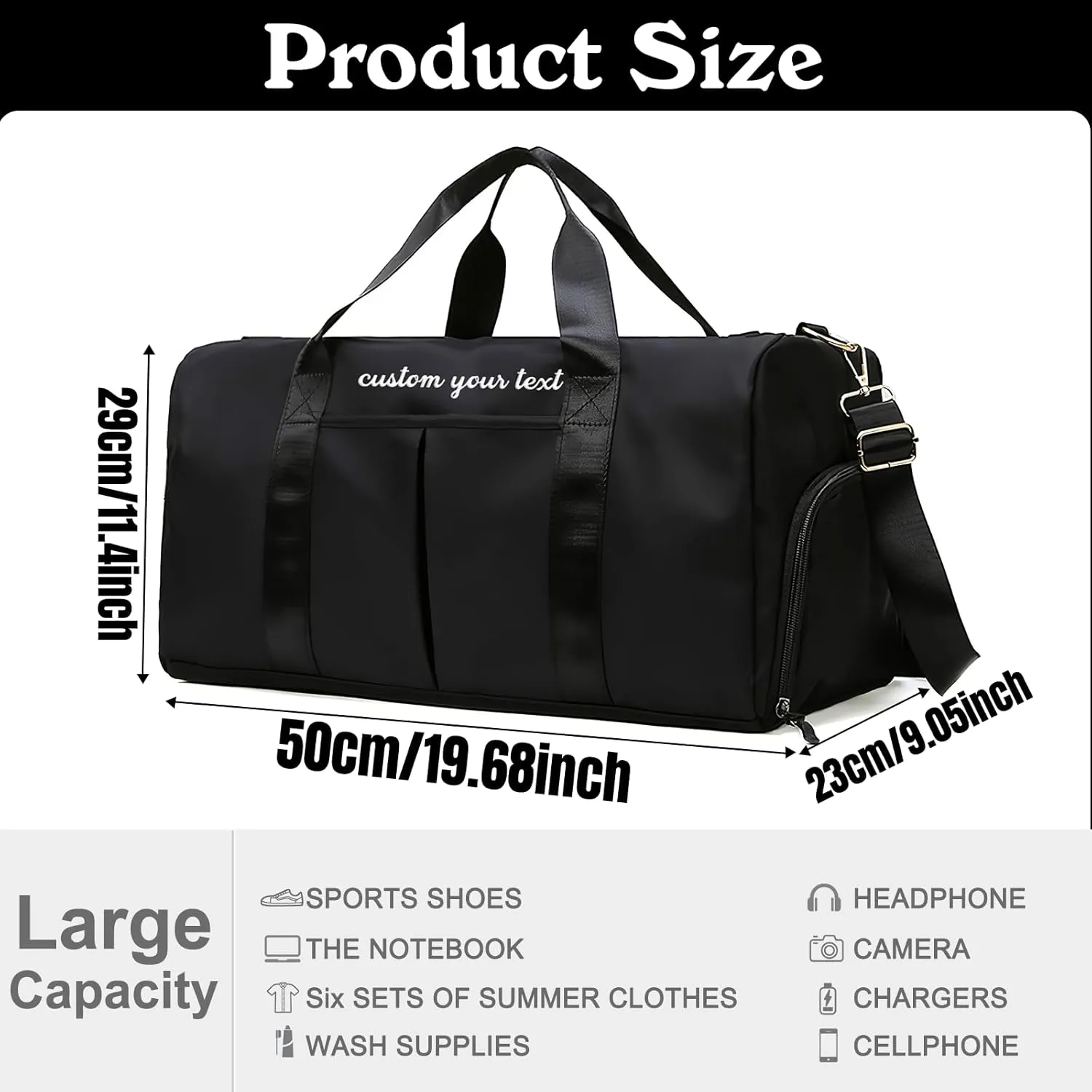 Personalized Duffle Bag Embroidered Name Custom Dry Wet Separated Sport Gym Bags with Pockets & Shoe Customized Weekender Overnight Waterproof Travel Bags Gift