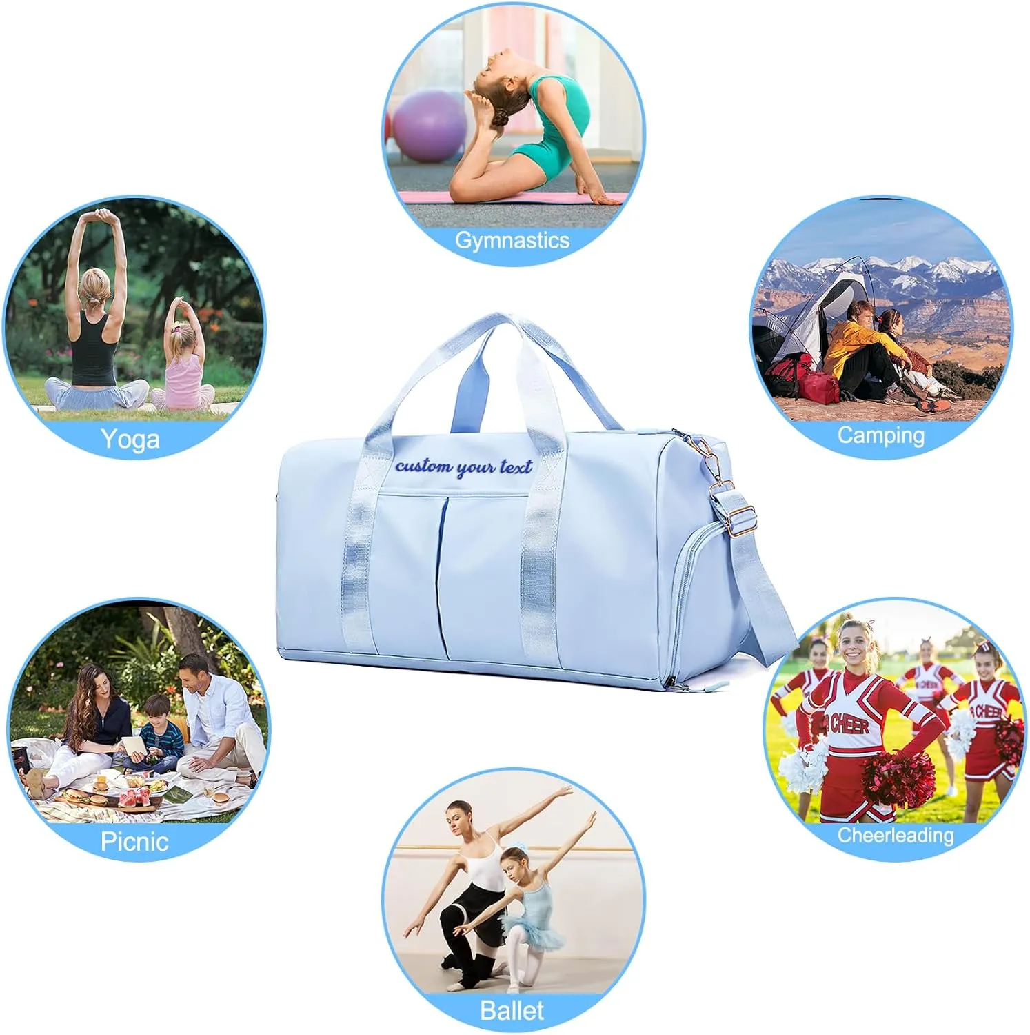 Personalized Duffle Bag Embroidered Name Custom Dry Wet Separated Sport Gym Bags with Pockets & Shoe Customized Weekender Overnight Waterproof Travel Bags Gift
