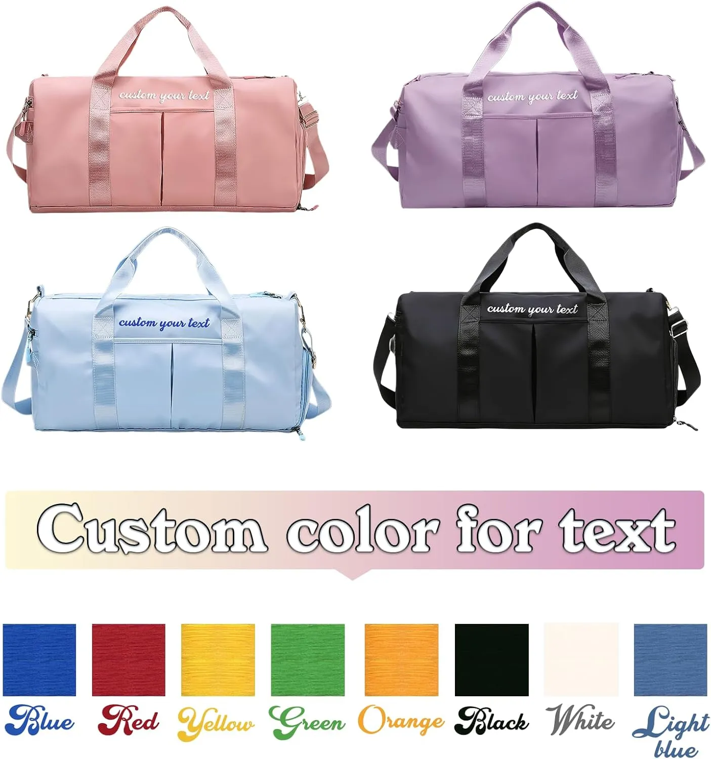 Personalized Duffle Bag Embroidered Name Custom Dry Wet Separated Sport Gym Bags with Pockets & Shoe Customized Weekender Overnight Waterproof Travel Bags Gift