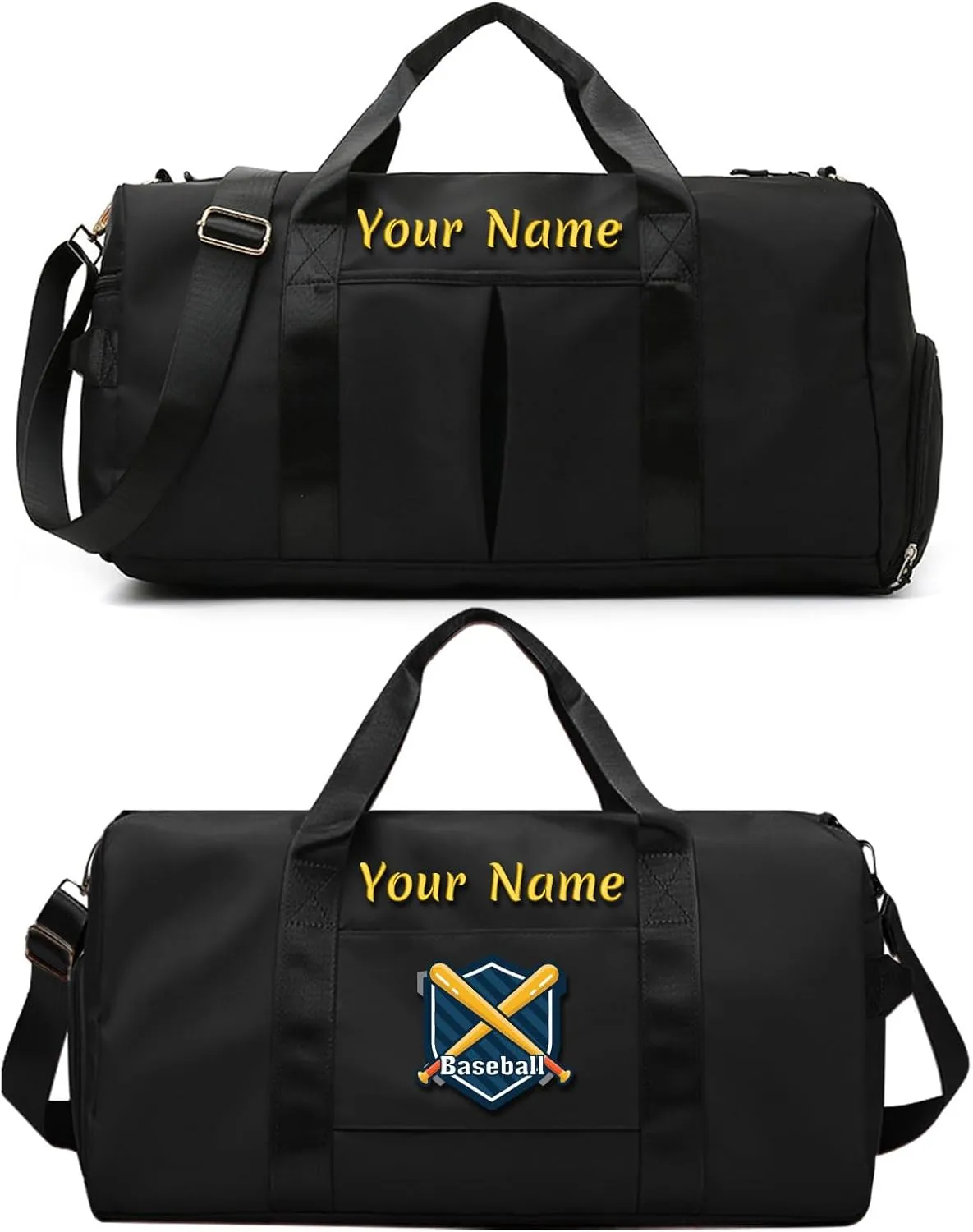 Personalized Duffle Bag with Photo Name Text, Customized Travel Bags with Wet Dry Pockets & Shoe Compartment, Custom Ballet Dance Sport Gym Bag for Women Girls